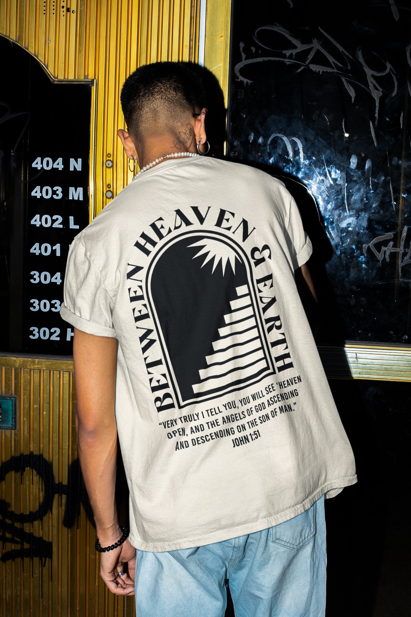 Between Heaven & Earth - Natural Oversized Tee