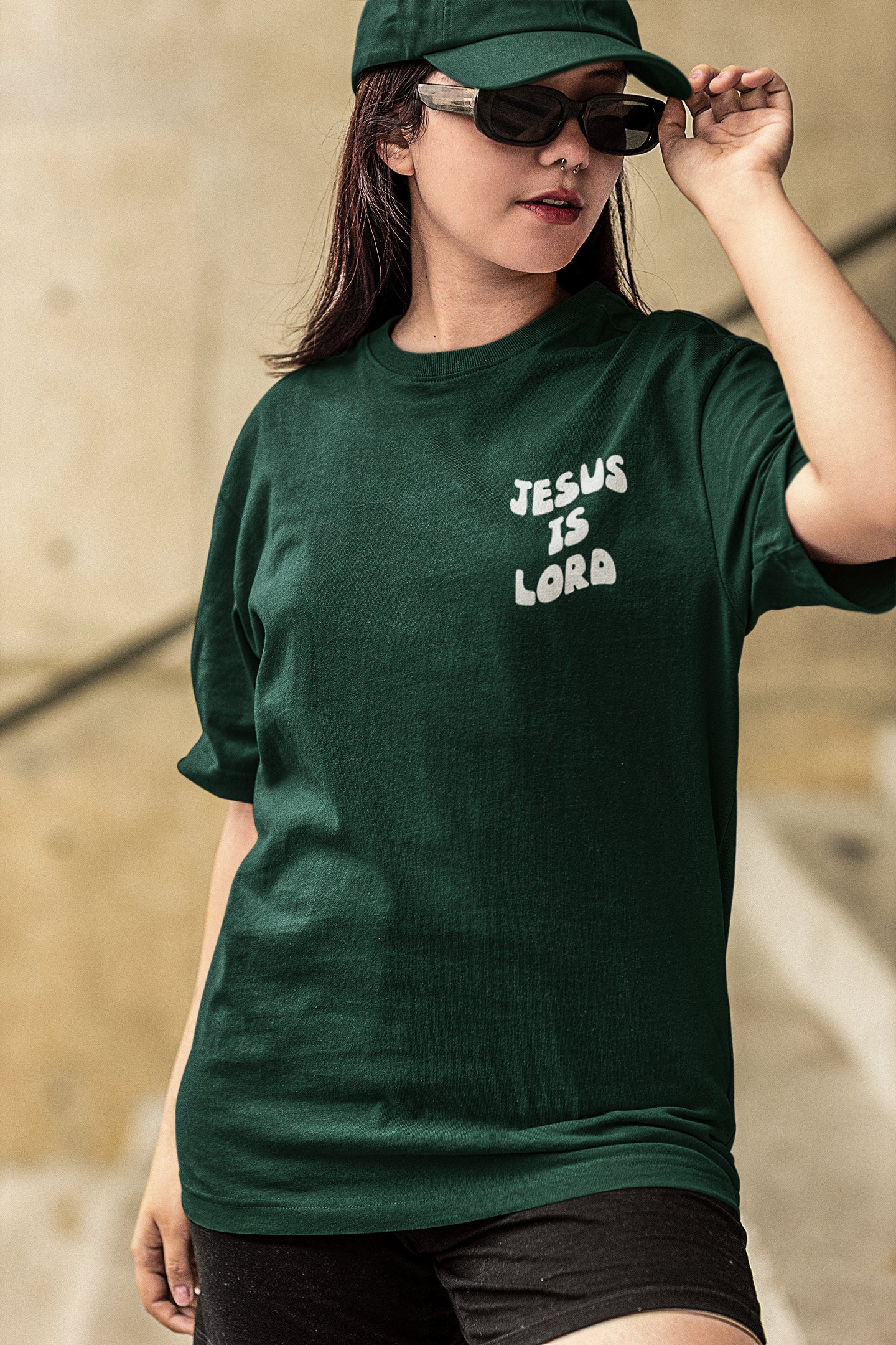 Jesus is Lord - Deep Forest Green Oversized Tee