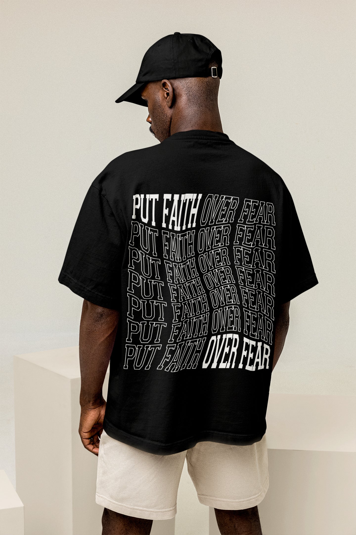 Put Faith Over Fear - Black Oversized Tee