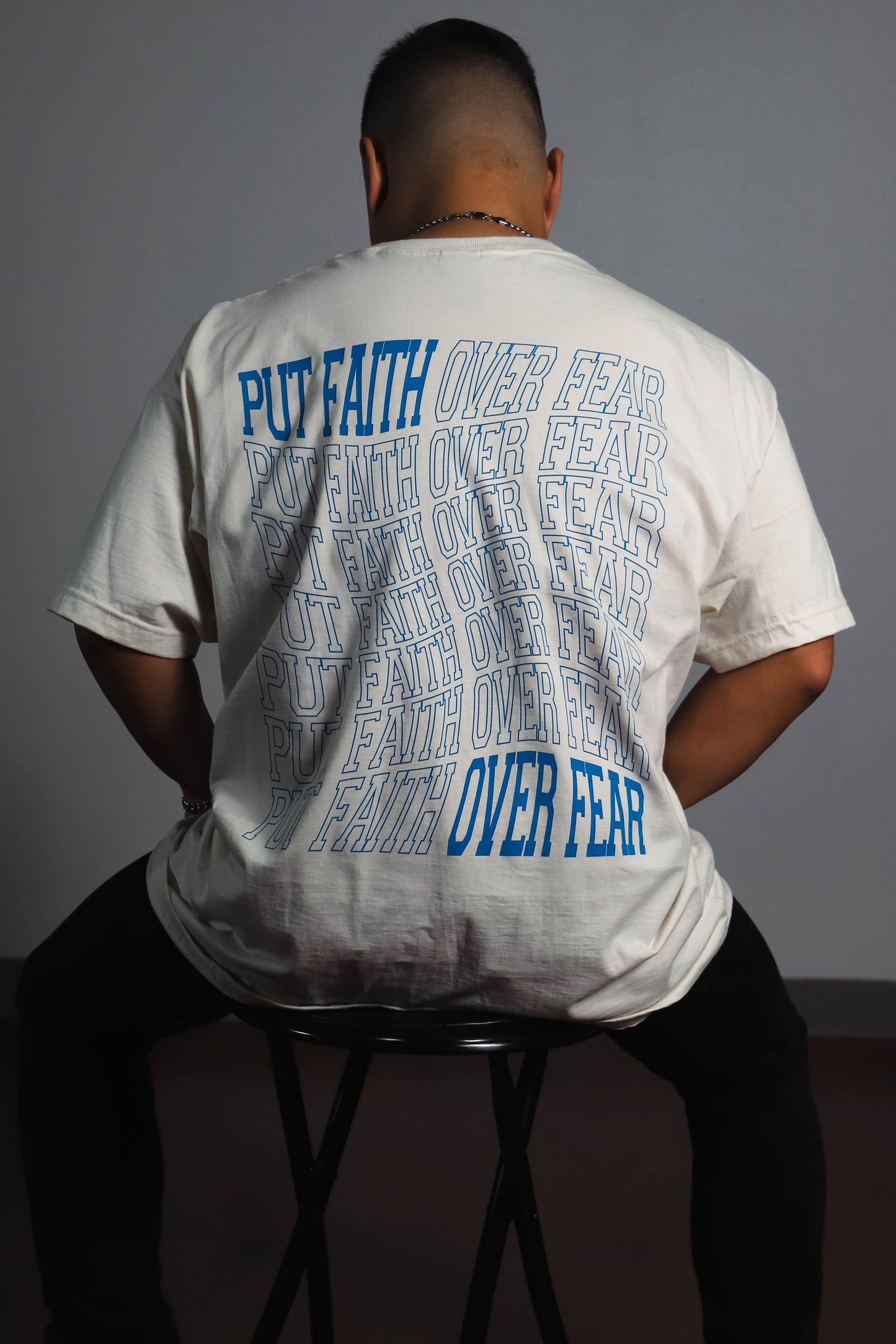 Put Faith Over Fear - Natural Oversized Tee