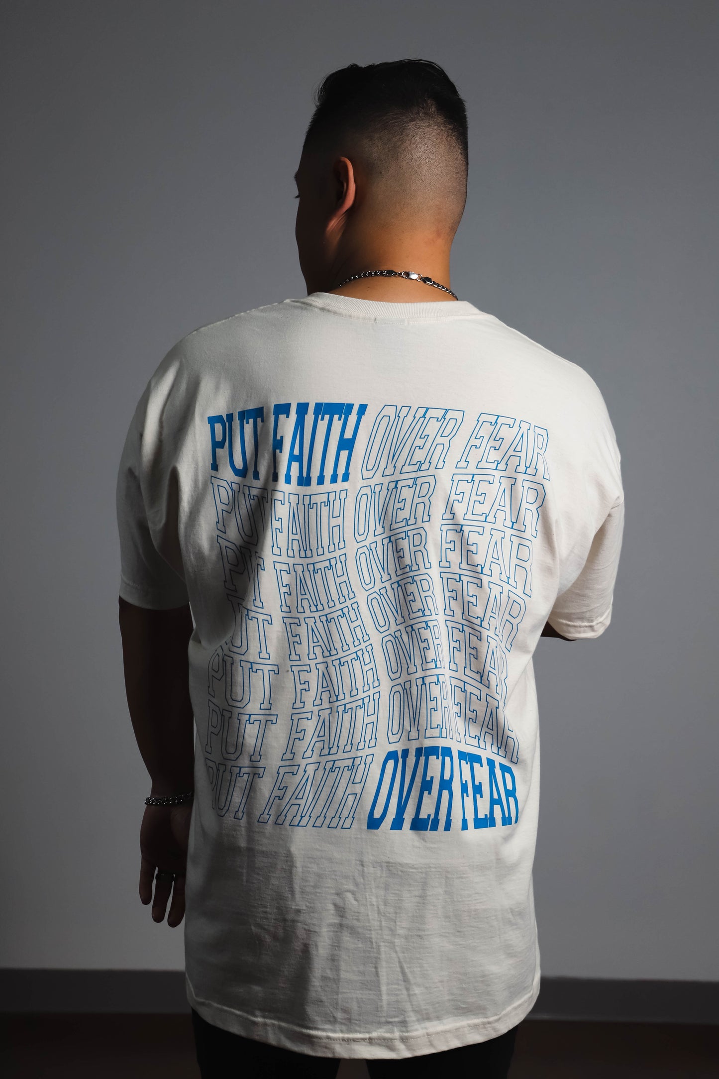 Put Faith Over Fear - Natural Oversized Tee