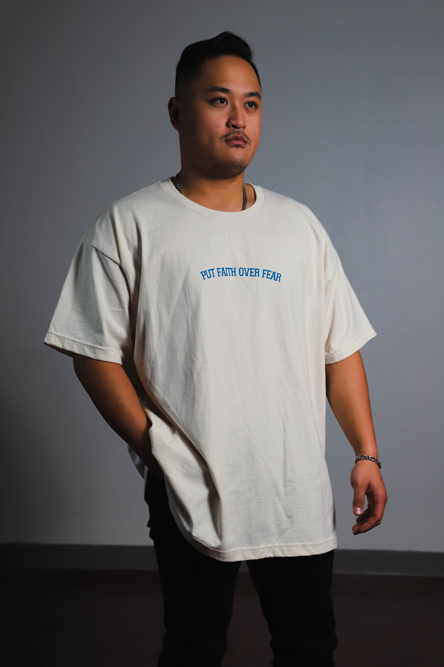 Put Faith Over Fear - Natural Oversized Tee