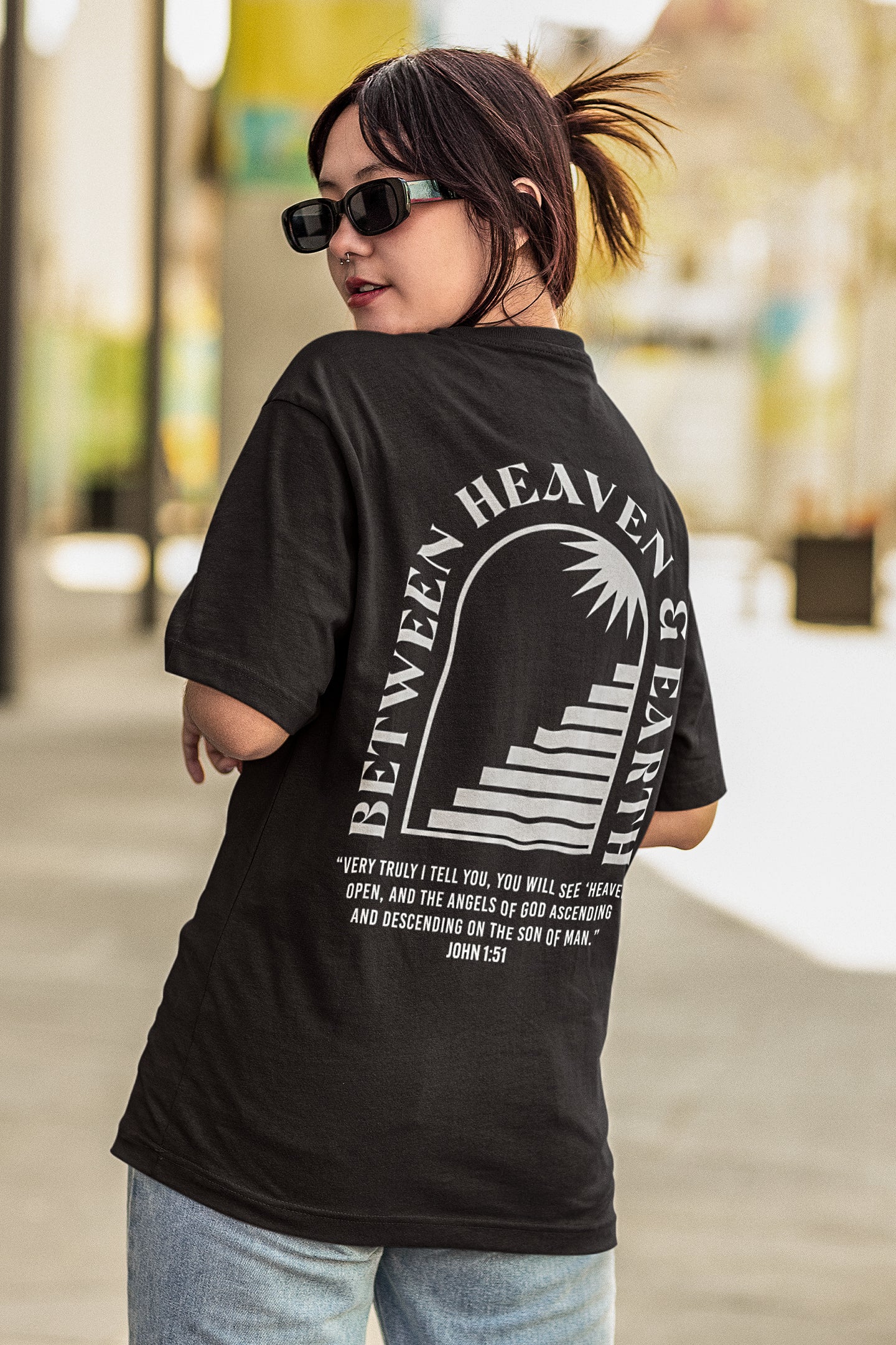 Between Heaven & Earth - Black Oversized Tee