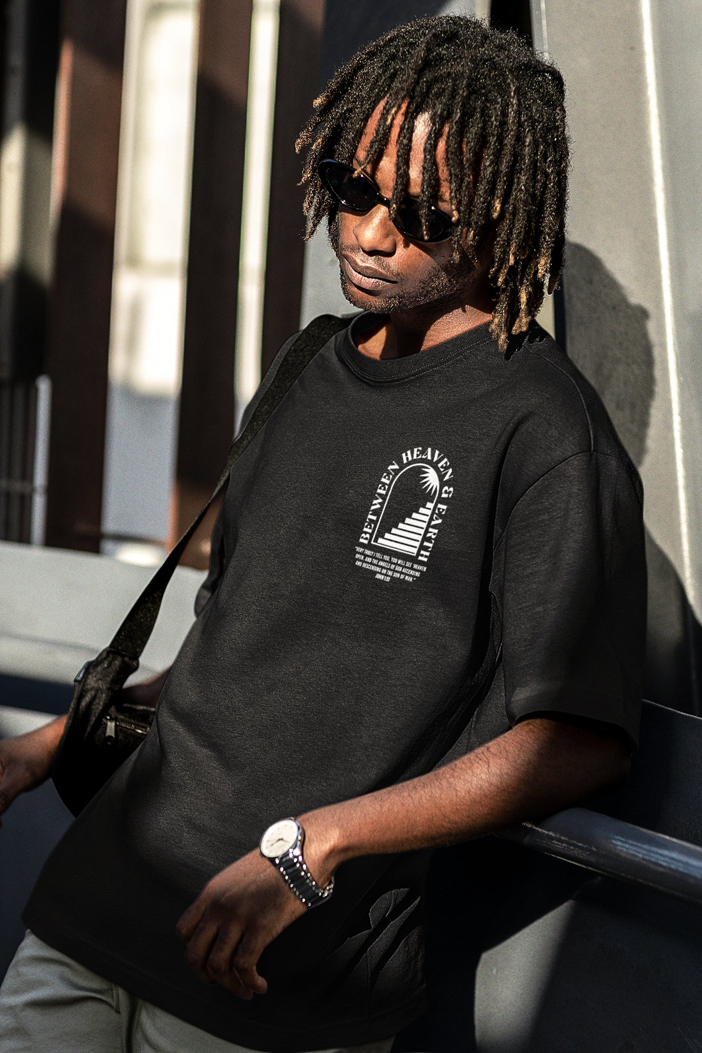 Between Heaven & Earth - Black Oversized Tee